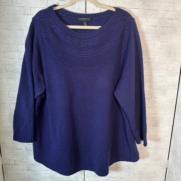 Lane Bryant womens sweater purple knit decorative yolk feminine Wither plus size - Picture 1 of 8